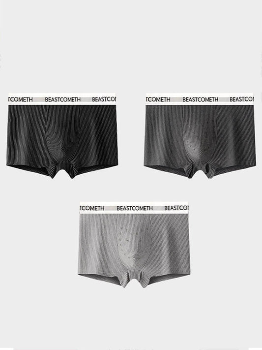 Men's Breathable Striped Antibacterial Cotton Boxer Briefs