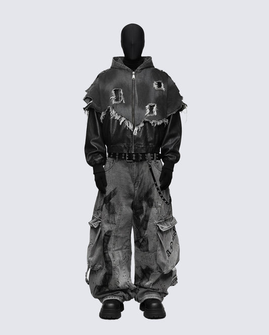 Streetwear Cargo Denim Pants(Free Belt and Chain Included)