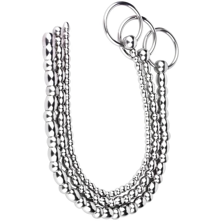 Metal Soft Urethral Sounds Penis Plug with Pull Ring