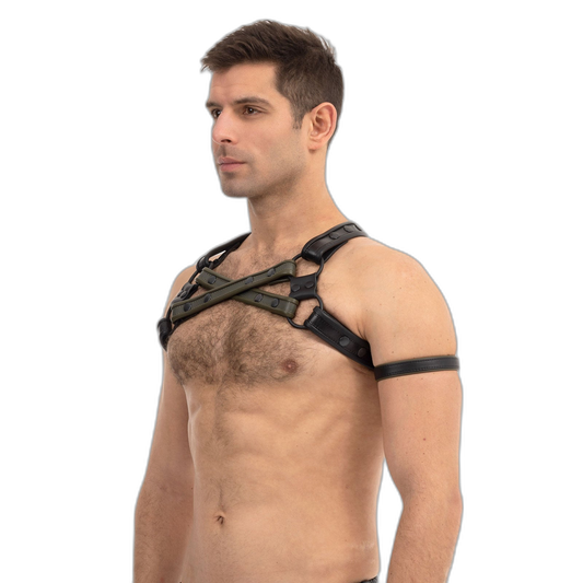 Prowler RED Leather Cross Harness Black Green Small Medium