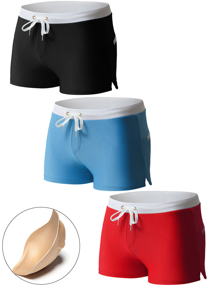 Men's Solid Color Beach Quick-drying Flat Swim Trunks