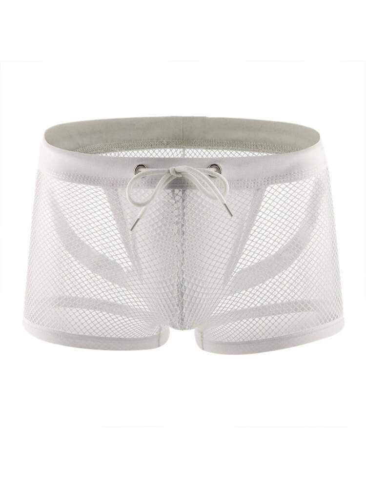 Men's Sexy See-Through Mesh Double Thong Boxer Briefs