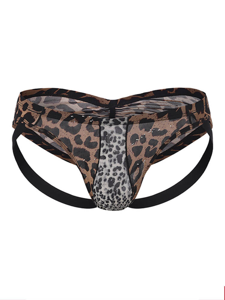 Men's Sexy Animal Print Patchwork Breathable Briefs