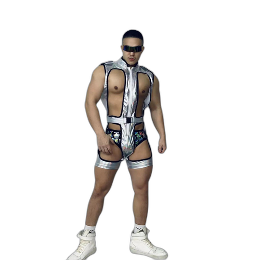 Silver Hollow Bodysuit Rave DJ Costume