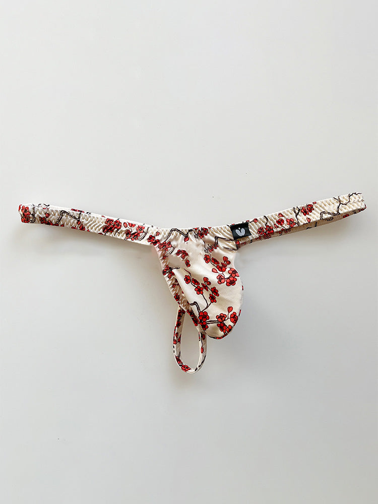 Men's High Elastic Ice Silk Printed Thong