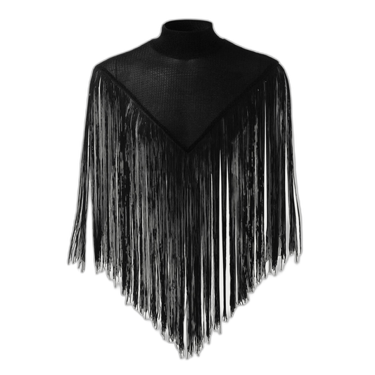Fringe Knit Shoulder Drape
