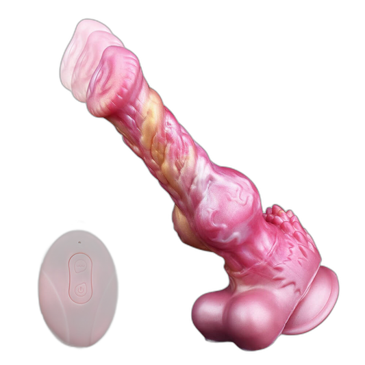 Crimson Dragon - 8.2 Inch Vibration & Thrusting Dragon Dildo - Knot Dildo