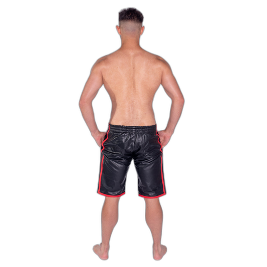 Prowler RED Leather Long Sports Shorts Black Red