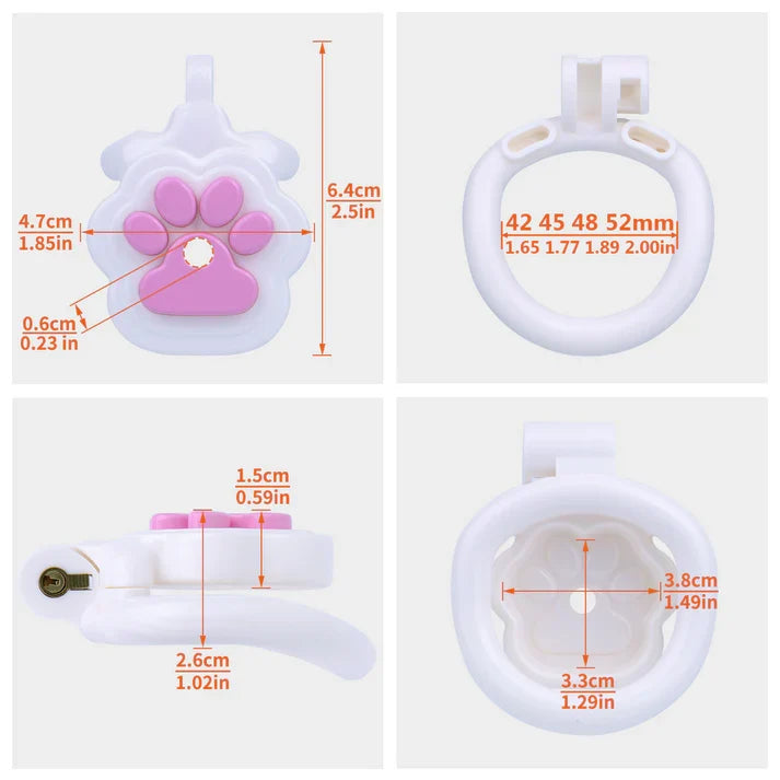 Aesthetic Neko Cat Paw Flat Chastity Cage – Playful Anime-Inspired Design