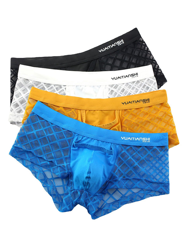 Breathable Lace Mid Waist Boxer Briefs