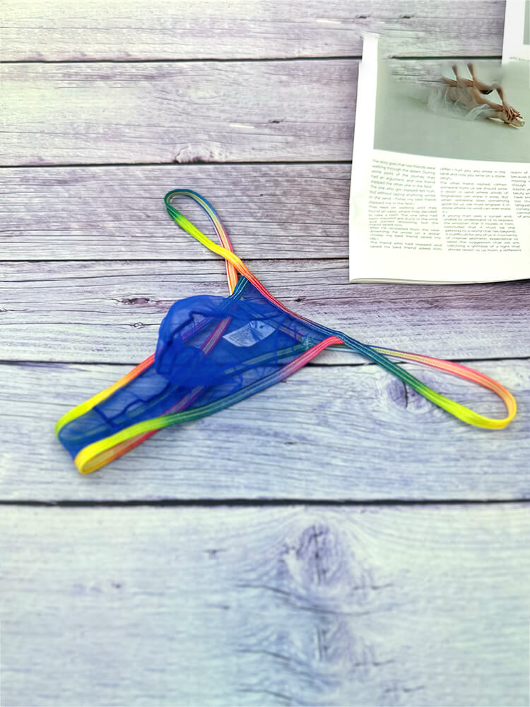 Men's Thin Mesh Transparent Rainbow Thong