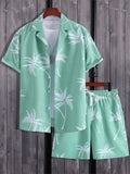 Men's Coconut Tree Print Casual Hawaiian Set