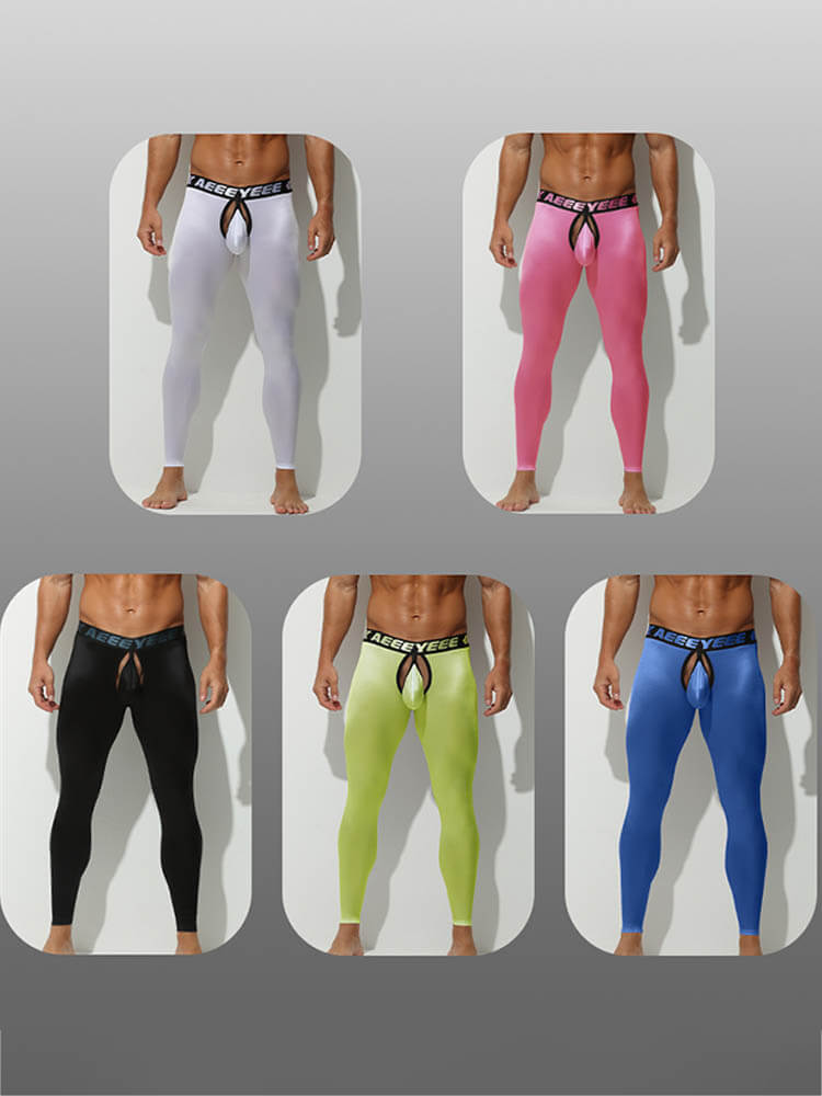 Men's Elasticity Tight Warm Open-Crotch Leggings