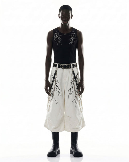 LIGHTNING Series | Gothic Chain Strap Utility Shorts
