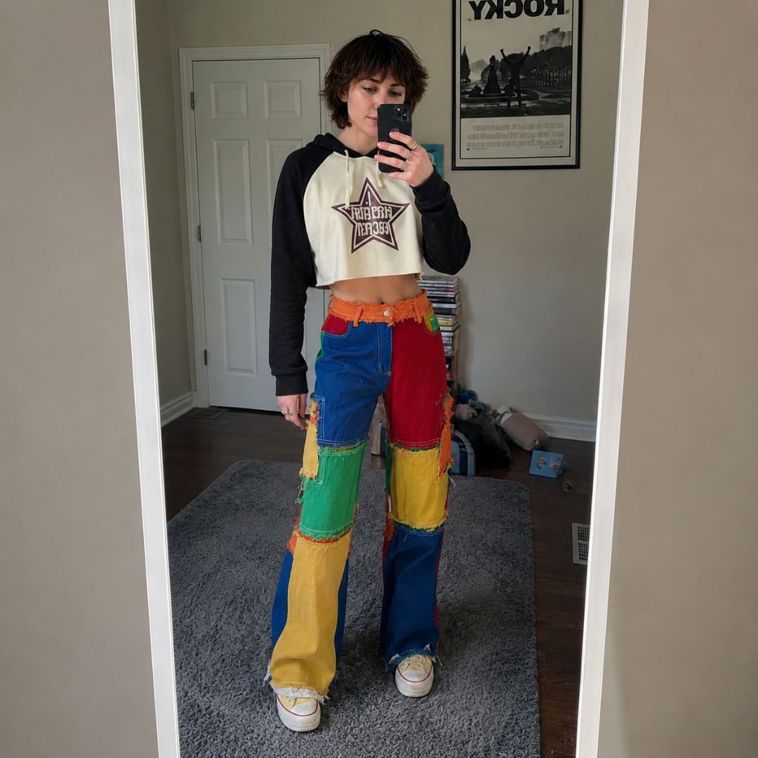 Rainbow Riot Patchwork Jeans