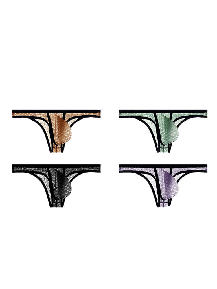 Men's Ice Silk Transparent Sexy Stripe Briefs