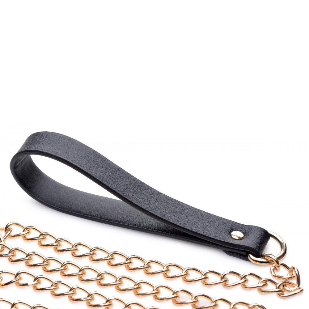 Leashed Lover Black and Gold Chain Leash