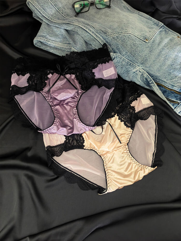 Men's High-Waisted Lace-Trim U-Pouch Briefs