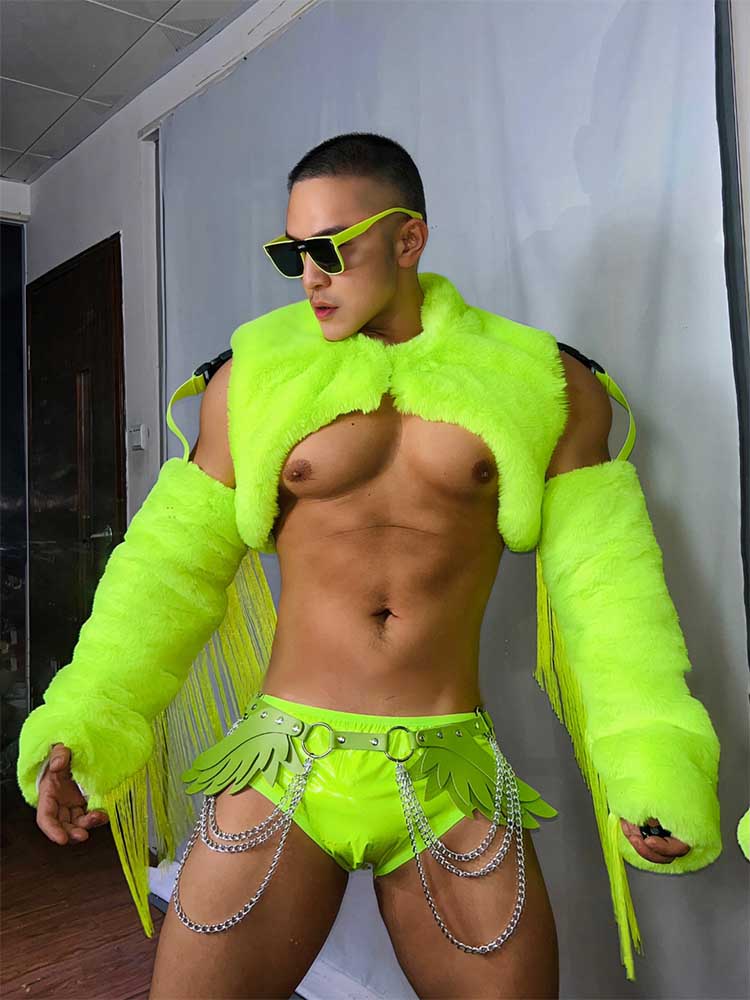 Fluorescent Green Vest Performance Costume Set