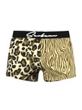 Men's Stylish Tiger Leopard Print Patchwork Trunks
