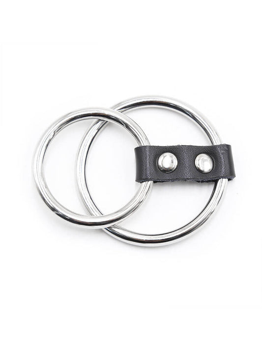 Sexy Leather Metal Cock Bondage Ring