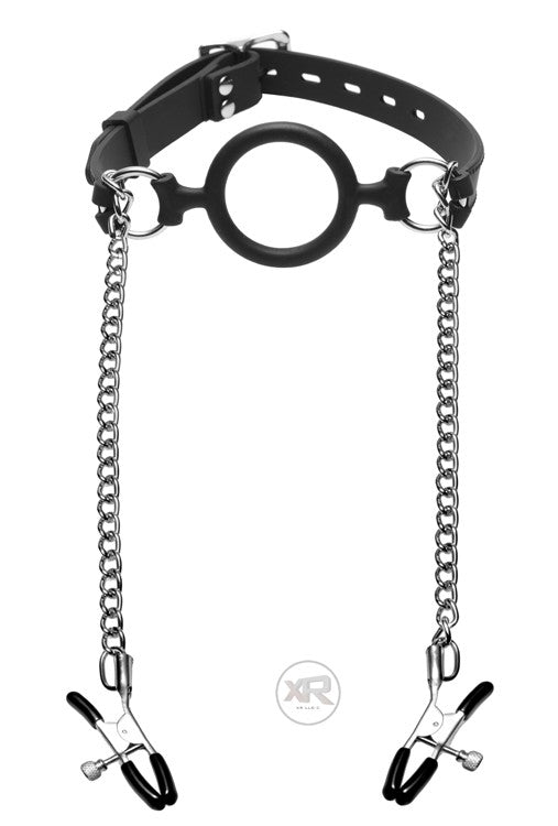 Silicone O-Ring Gag with Nipple Clamps