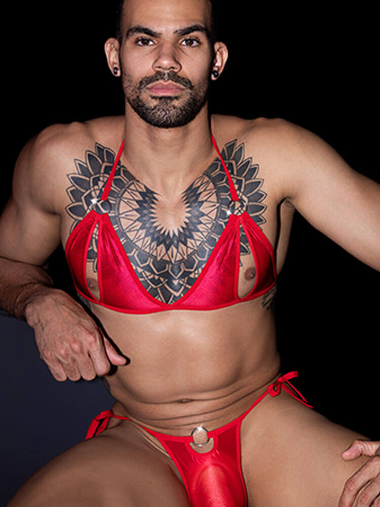 Men's Sexy Tight High Elastic Hollow Bra
