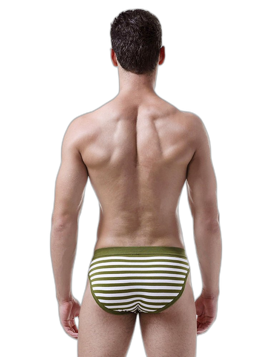3 Pack Men's Mid-Rise Cotton Striped Briefs