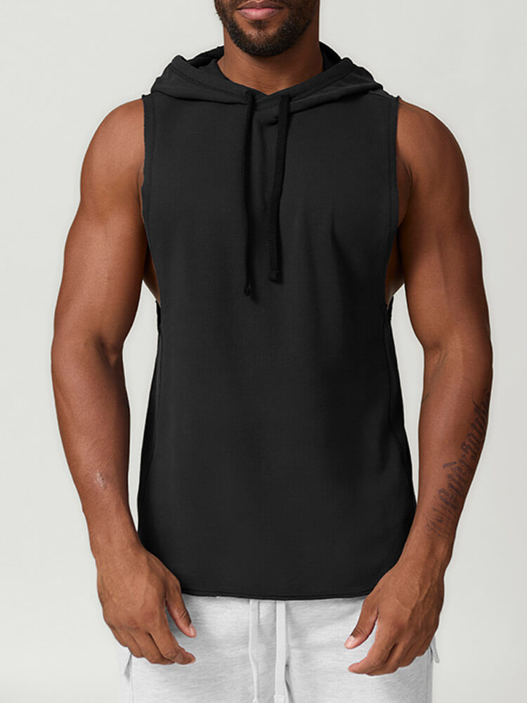 Men's Casual Hooded Solid Sleeveless Sweatshirt