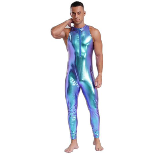 Power Pose Metallic Disco Men's Bodysuit
