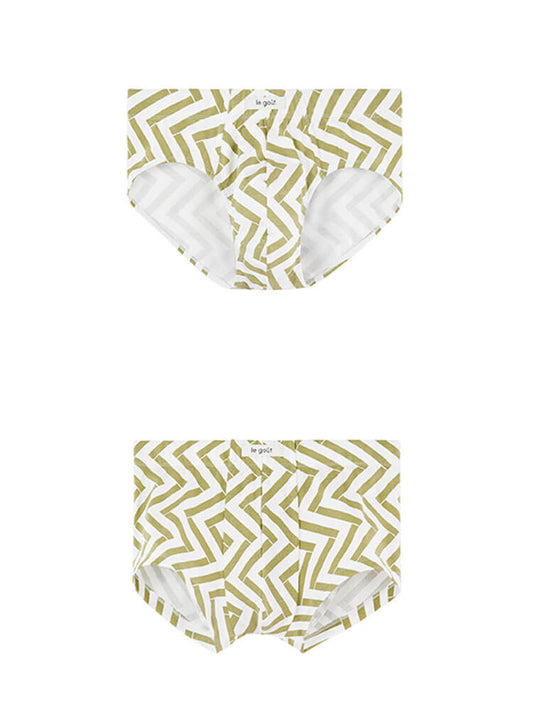 Men's Striped Print Breathable Cotton Vacation Briefs