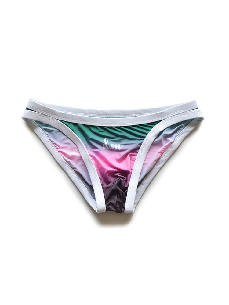 D.M Men's Sexy Gradient Breathable Low-Rise Briefs