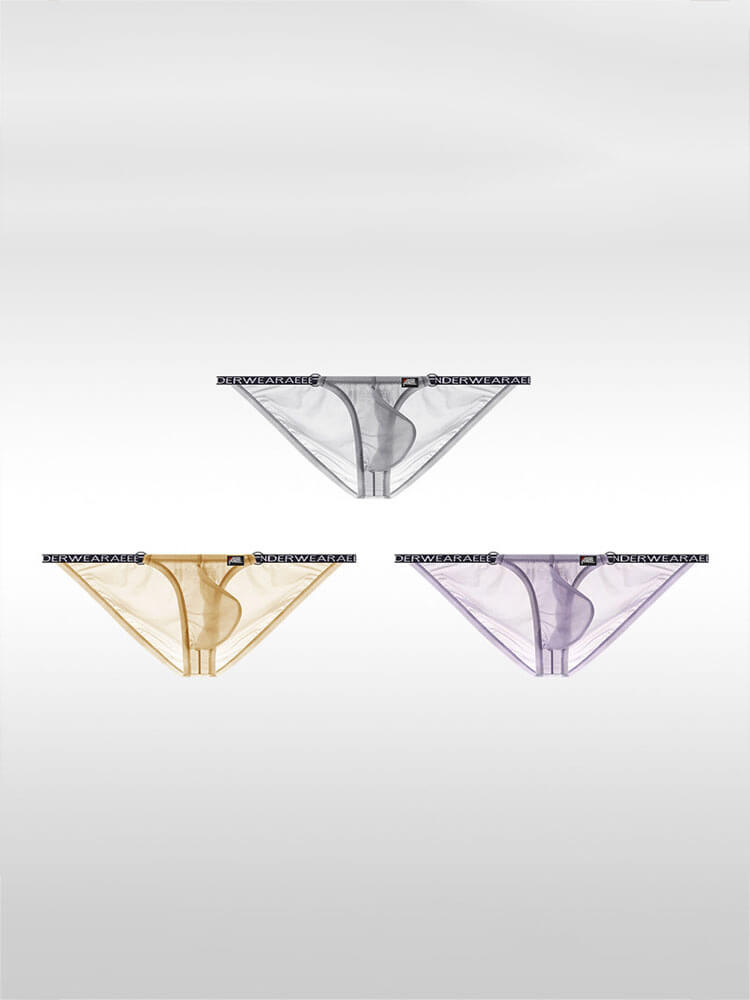 Men's Sexy Ultra-Thin Sheer Ice Silk Letter Belt Thong