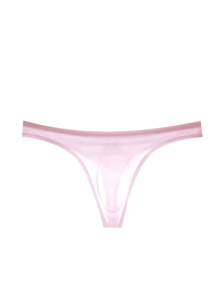 Men's Ice Silk Transparent Seamless Thong Briefs