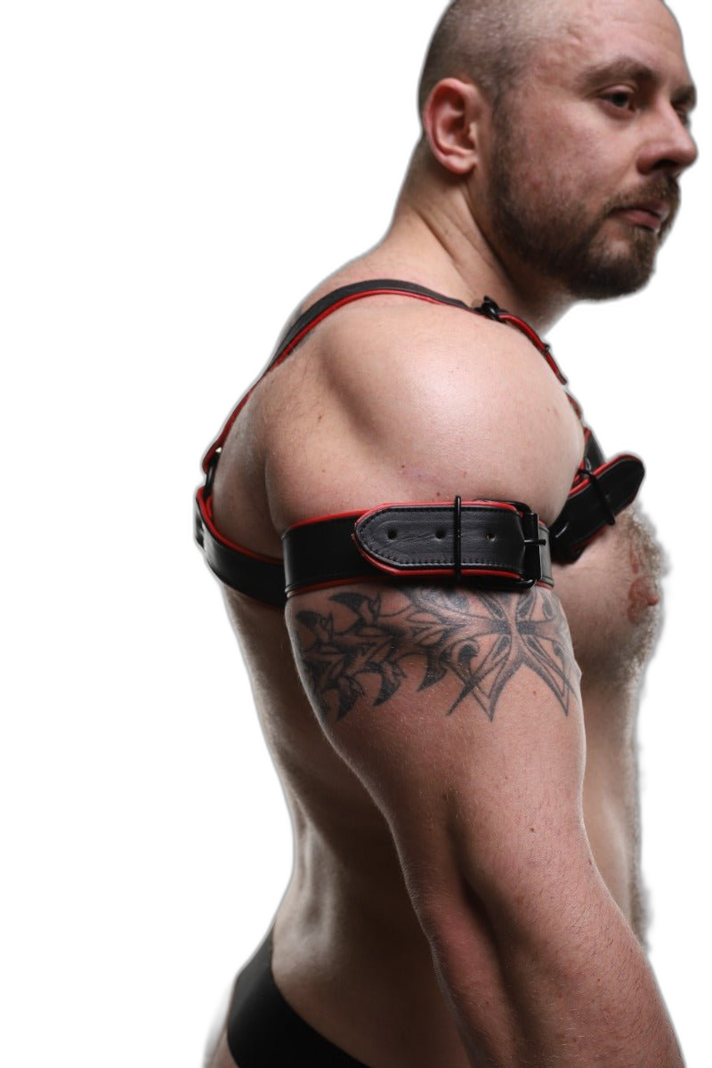 ruff GEAR Double Tone Leather Bicep Strap Red Black