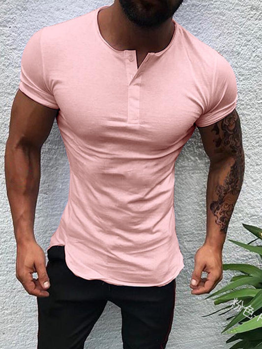 Men's Casual Solid Color Round Neck T-shirt