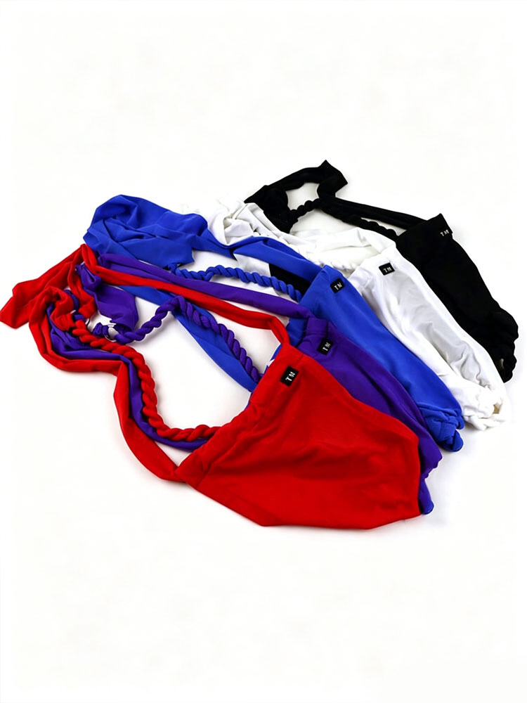 Men's Solid Color Sexy Halter Neck Suspender Thong