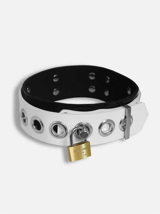 Unisex Colorblock Silicone Lock Choker Collar