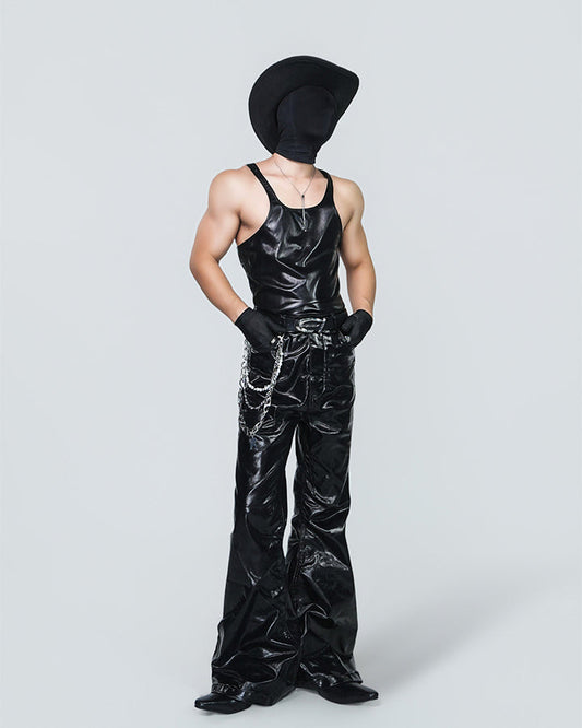 Matte Coated Racerback Cropped New Tank Top