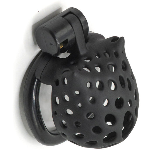Cat-Shaped Resin Chastity Cage – Lightweight (75g), Breathable, 4 Ring Sizes, Pink or Black