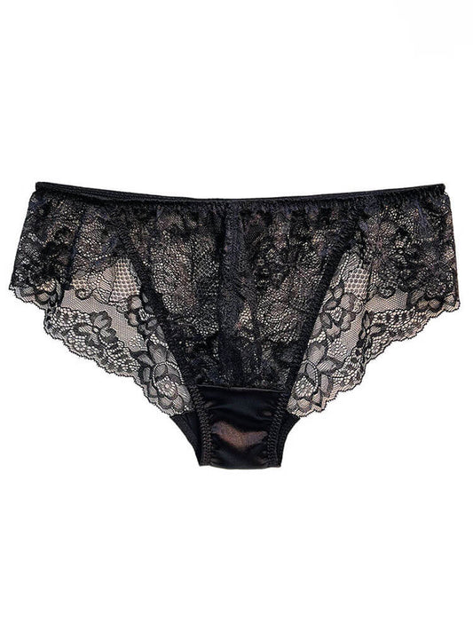 Men's Sexy Seamless See-Through Lace Silk Briefs