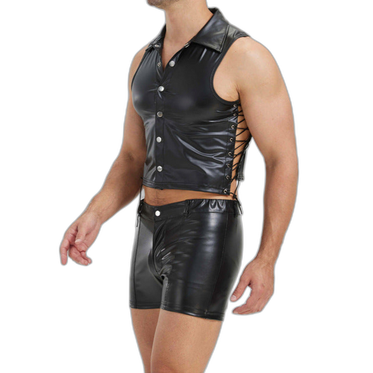Midnight Patrol Leather Vest & Shorts