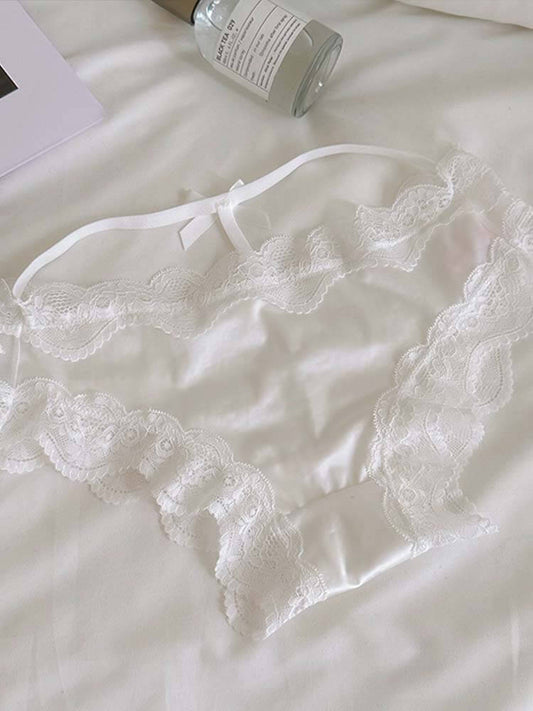 Sexy Lace-Trimmed Sheer Low-Rise Seamless Briefs