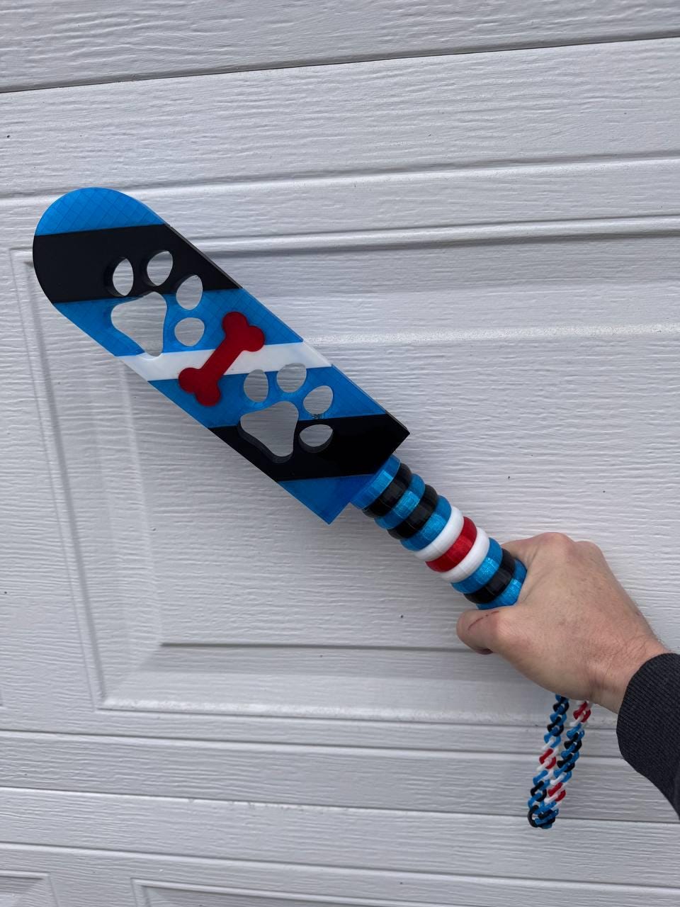 🐾 Puppy Pride Striped Paw Print BDSM Paddle – Flexible Impact Toy