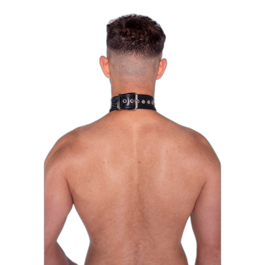 Prowler RED Leather Collar With Strap Black
