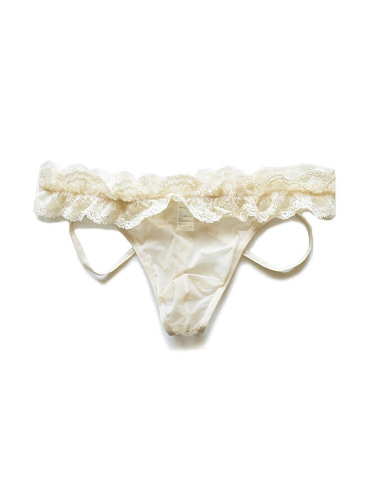 D.M Men's Sexy Lace Low-Rise Transparent Double Thong
