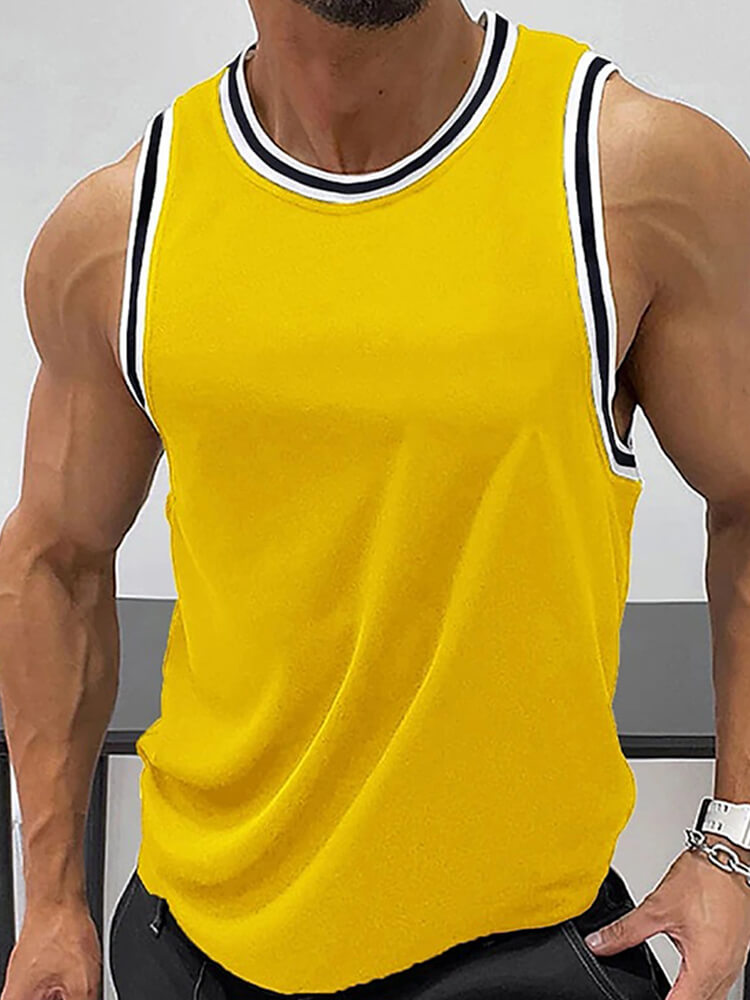 Men's Solid Color Crew Neck Sports Fitness Vest