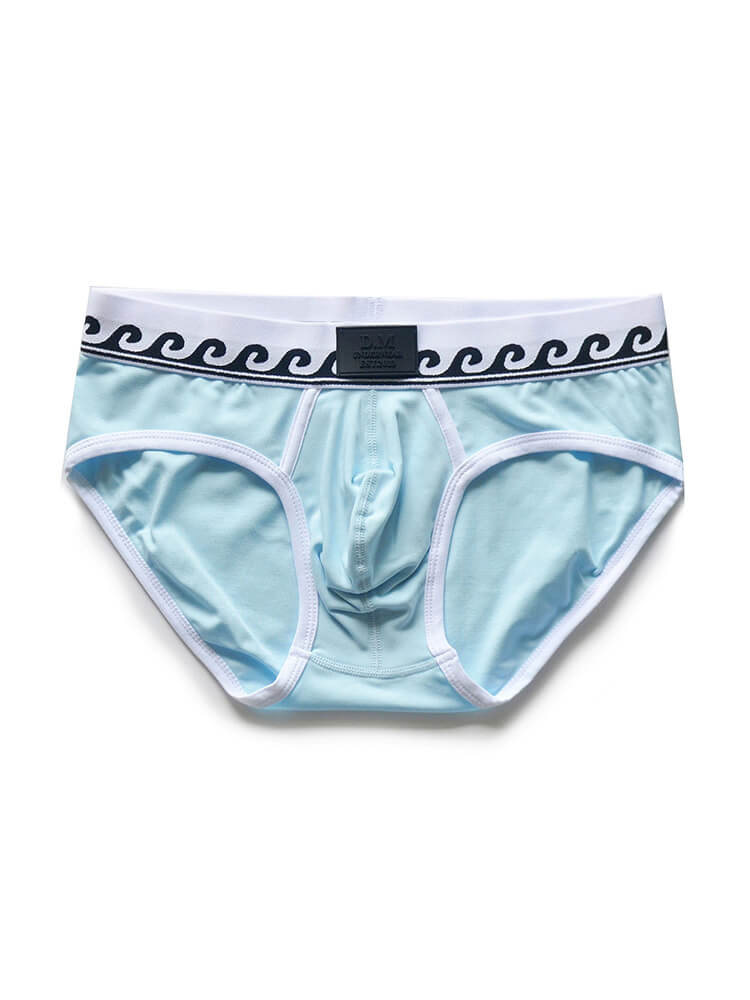 D.M Men's Wavy-Pattern Waistband U-Pouch Briefs