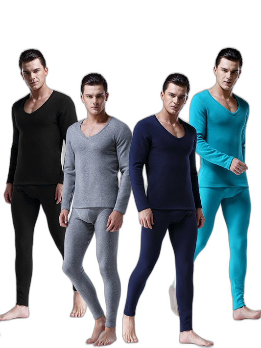 V-Neck Thermal Underwear With Fleece Lined