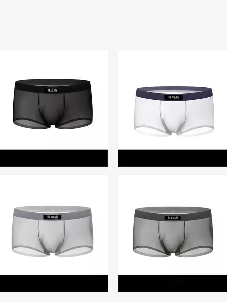 Men's Sexy See-Through Solid Color Boxer Briefs